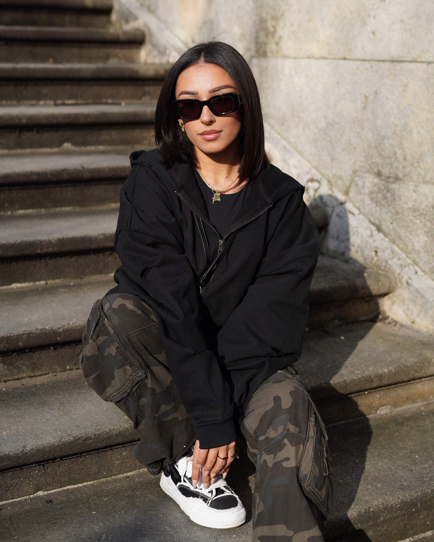 HANDMADE RIPPED CARGO - CAMO