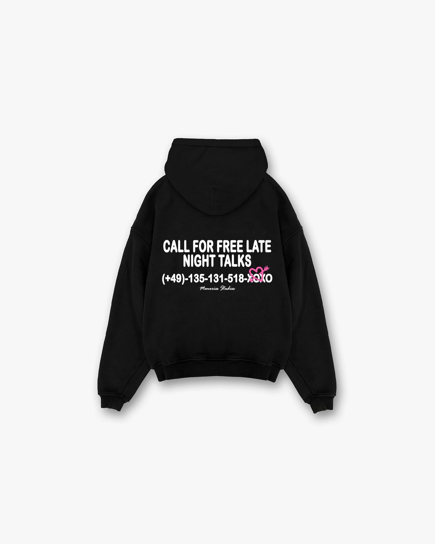 LATE NIGHT TALKS ZIP HOODIE - BLACK