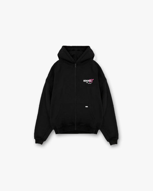 LATE NIGHT TALKS ZIP HOODIE - BLACK