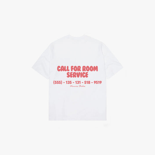 CALL FOR ROOM SERVICE TEE - FLAT WHITE