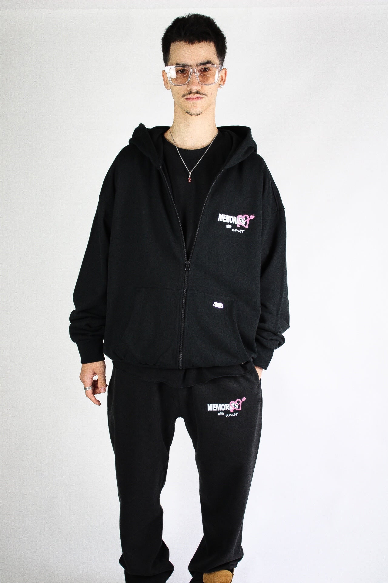 LATE NIGHT TALKS ZIP HOODIE - BLACK