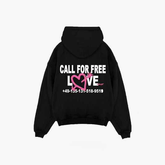 CALL FOR FREE LOVE HOODIE - BLACK